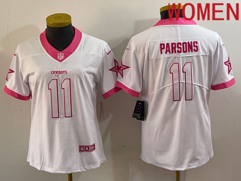 Women Dallas Cowboys #11 Parsons White 2023 Nike Vapor Limited NFL Jersey style->women nfl jersey->Women Jersey